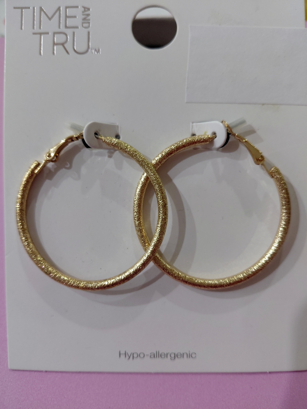 Time and Tru Gold Oversized Textured Hoop Earrings